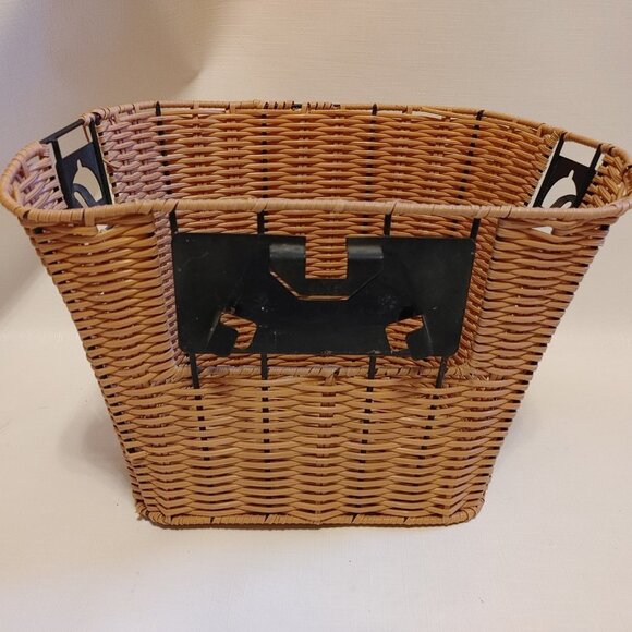 Woven Plastic Bike Basket- Front D-Shaped Bike Bicycle Basket Handlebar Storage - Picture 5 of 7